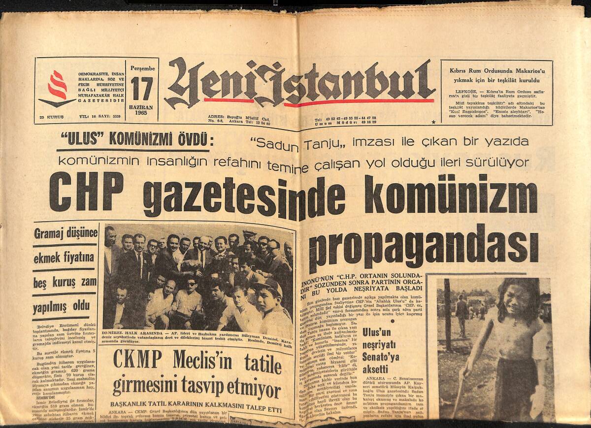 Yeni İstanbul Gazetesi 17 Haziran 1965 - CHP Gazetesinde Komünizm Propagandası - H. Yücesoy Hakkında Tahkikat Açılacak! GZ140516 - 1