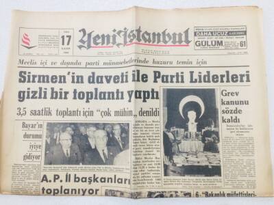 Yeni İstanbul Gazetesi 17 Kasım 1964 - Grev Kanunu Sözde Kaldı GZ53190 - 1