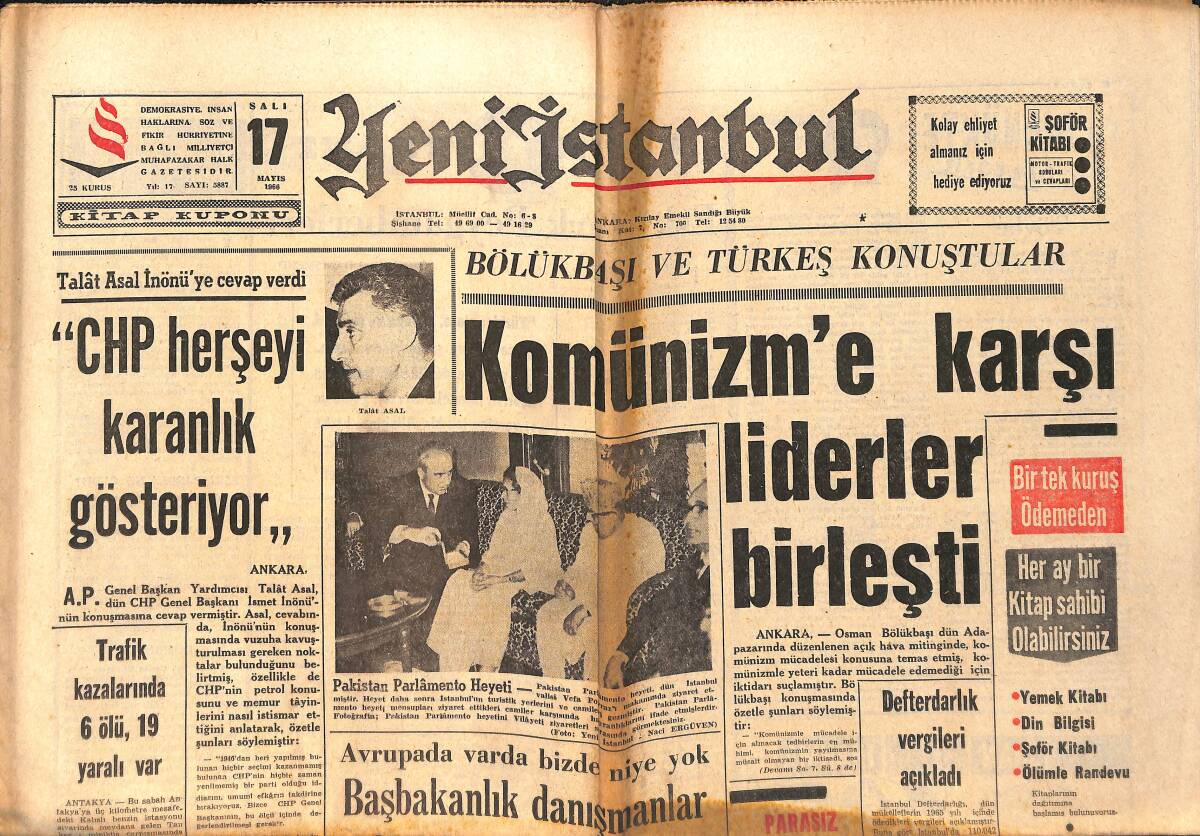 Yeni İstanbul Gazetesi 17 Mayıs 1966 - Almanya İnsan İskeleti İthâl Etmek İstiyor GZ158672 - 1