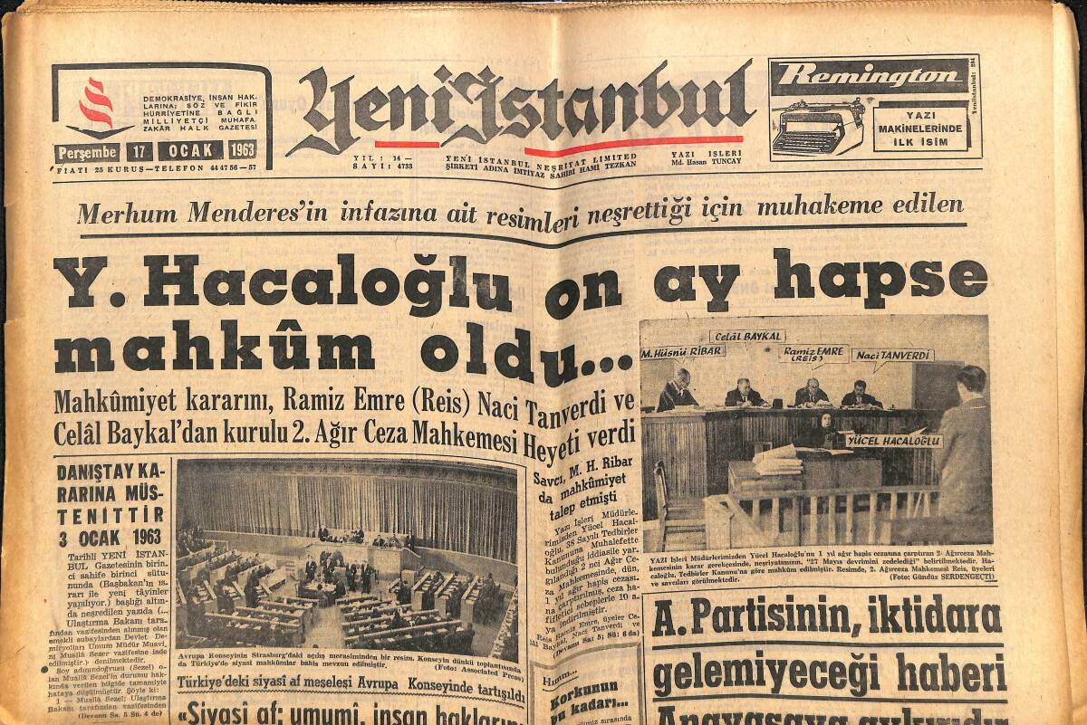Yeni İstanbul Gazetesi 17 Ocak 1963 - Fenerbahçe Kulübü 1.5 Milyon Sermayeli Bir Şirket Olacak - Dr. Recep Doksat Konferans Verdi GZ140410 - 1
