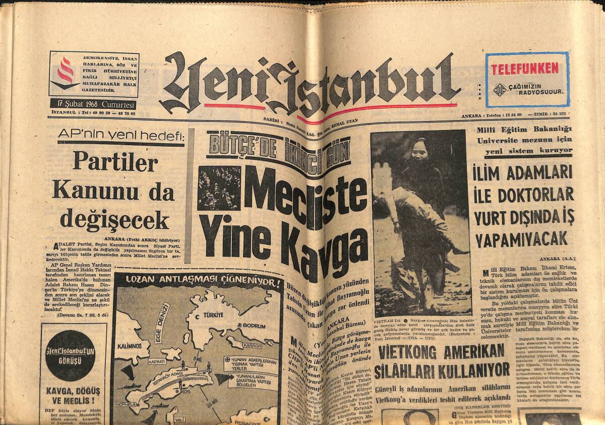 Yeni İstanbul Gazetesi 17 Şubat 1968 - Sadıkoğulları Ailesinde Yaprak Dökümü - Yunan Yöneticileri Türkler Arasına Nifak Tohumları Ekiyor GZ148958 - 1
