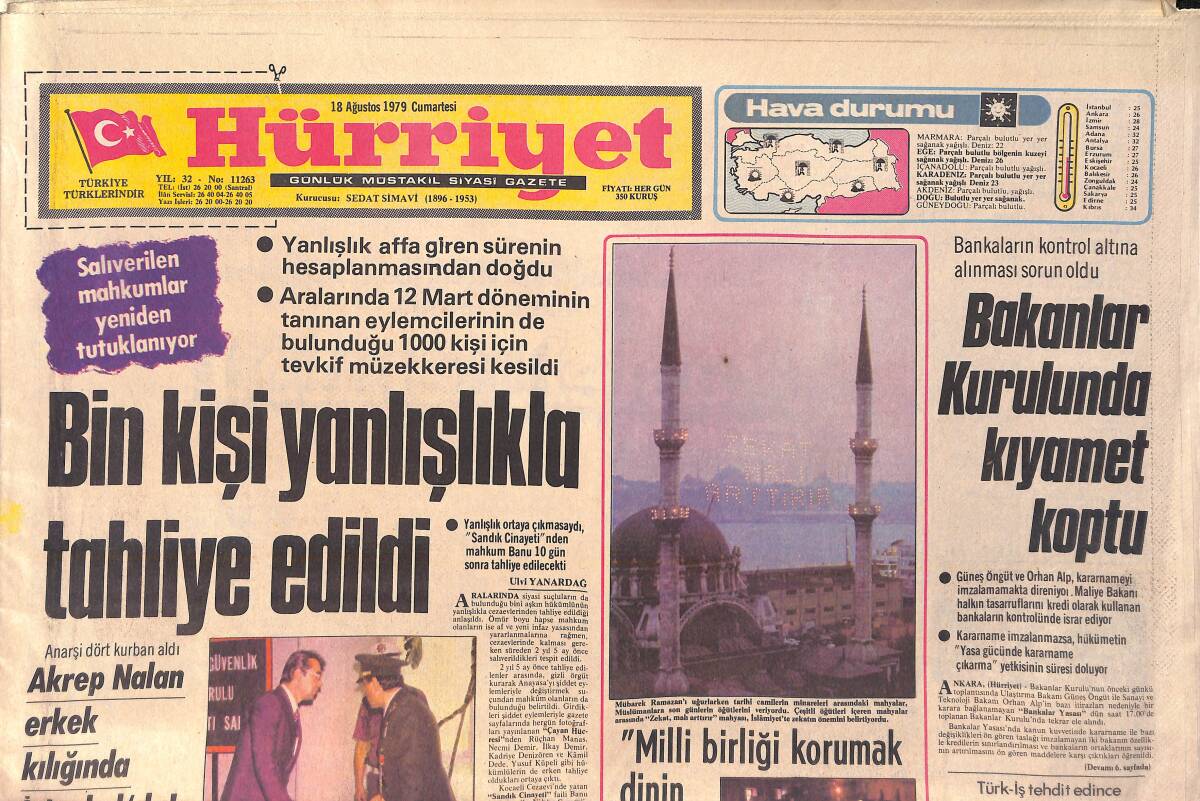 Yeni İstanbul Gazetesi 18 Ağustos 1979 - Alman Hristiyan Demokratları AP'yi Destekliyor - Yeni Bir Nükhet Duru - 51. Renault Çekilişi Bugün Bolu'da GZ157061 - 1