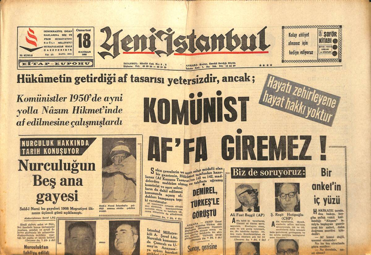 Yeni İstanbul Gazetesi 18 Haziran 1966 - CHP'de İnönü Ve Sol Cephe Tasfiye Edilecek GZ158667 - 1