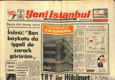 Yeni İstanbul Gazetesi 18 Haziran 1969 - Kireçten Aspirin Yapanlar Yakalandı - TRT İle Hükümet Arasında Mücadele Kızıştı GZ120899 - 1