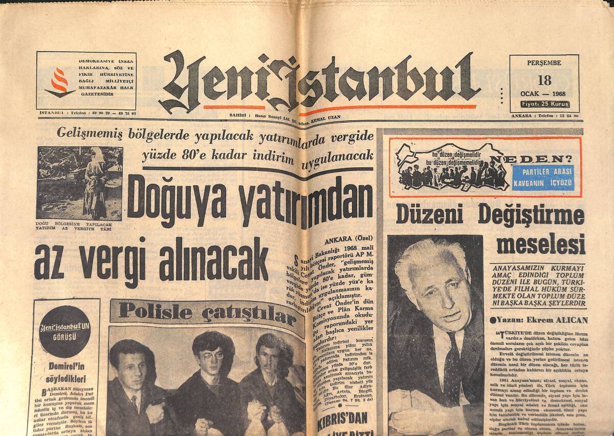 Yeni İstanbul Gazetesi 18 Ocak 1968 - Can Bartu: Eskisinden Daha İyiyim - İran Şahı Malezya'da GZ153365 - 1