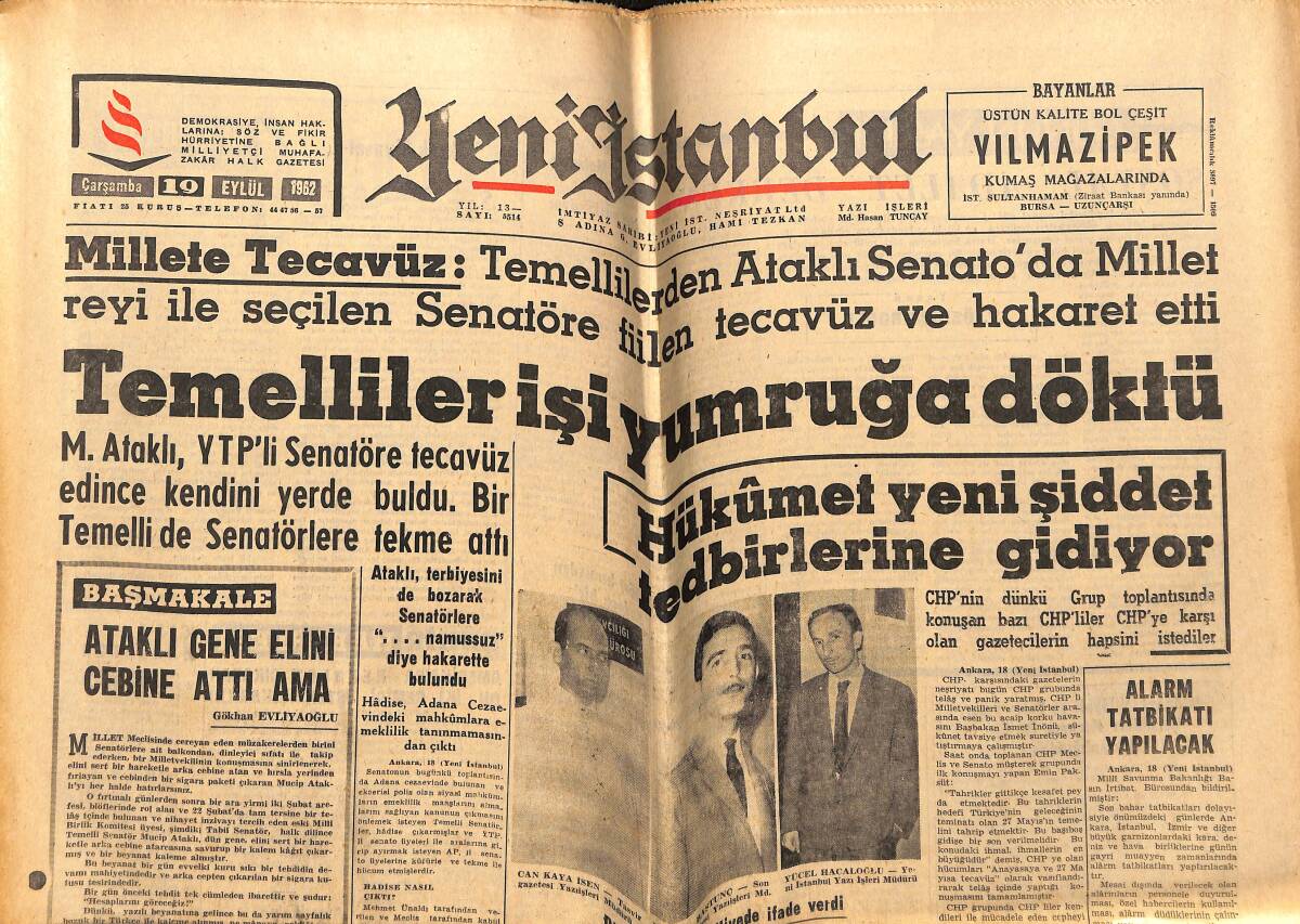 Yeni İstanbul Gazetesi 19 Eylül 1962 - Merhum Polatkan'ın Duruşması Yapıldı - Temelliler İşi Yumruğa Döktü GZ148715 - 1