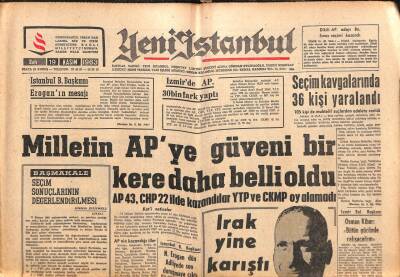 Yeni İstanbul Gazetesi 19 Kasım 1963 - Milletin APye Güveni Bir Kere Daha Belli Oldu GZ102773 - 1