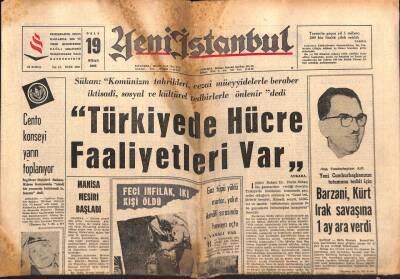 Yeni İstanbul Gazetesi 19 Nisan 1966 - Türkiyede Hücre Faaliyetleri Var, Barzani Kürt Irak Savaşına 1 Ay Ara Verdi, Ferah Nur GZ84251 - 1