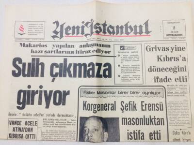 Yeni İstanbul Gazetesi 2 Aralık 1967 - Grivas Kıbrısa Döneceğini İddia Etti GZ53219 - 1