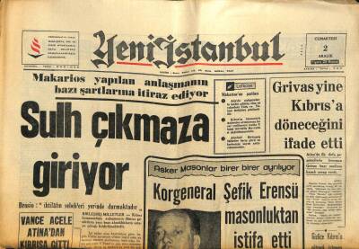 Yeni İstanbul Gazetesi 2 Aralık 1967 - İstanbul Barosu da Masonların Kontrolünde GZ84686 - 1