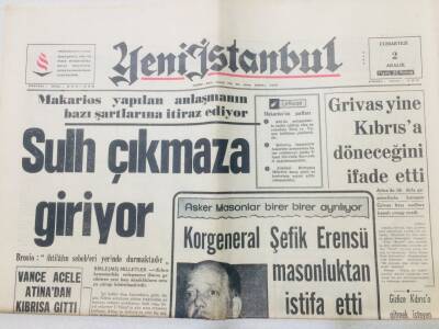 Yeni İstanbul Gazetesi 2 Aralık 1967 - Korgeneral Şefik Erensü Masonluktan İstifa Etti GZ53218 - 1