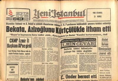 Yeni İstanbul Gazetesi 2 Ekim 1963 - Adalet Bakanı Gümüşpalayı Ziyaret Etti-C. Önder Beraat Etti GZ102817 - 1