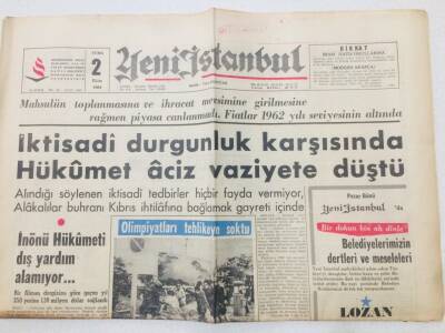 Yeni İstanbul Gazetesi 2 Ekim 1964 - İnönü Hükümeti Dış Yardım Alamıyor GZ53207 - 1
