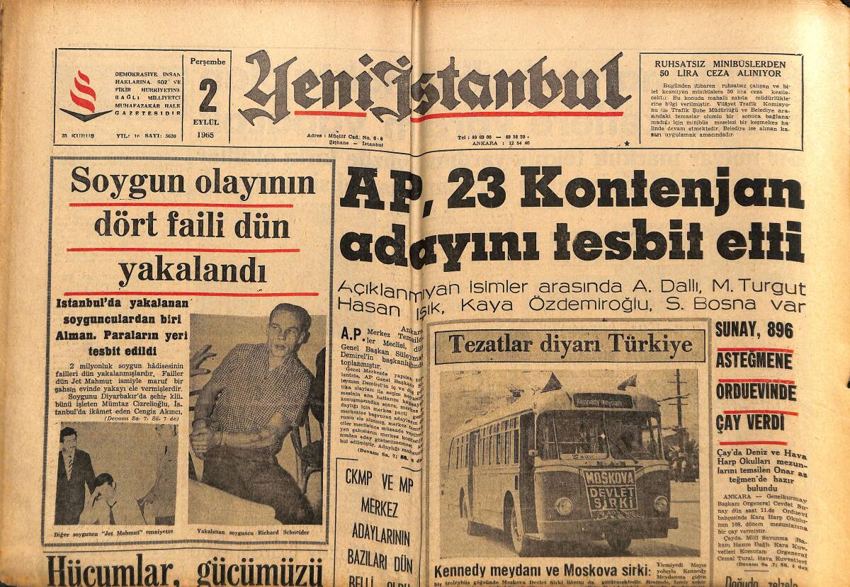Yeni İstanbul Gazetesi 2 Eylül 1965 - Petrol Fiyatları İçin Anlaşmaya Varılıyor - Pakistan Ve Hind Ordusu Çarpışıyor GZ152760 - 1