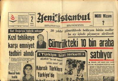 Yeni İstanbul Gazetesi 2 Eylül 1967 - Makariosun Kolu Kırıldı - Doğuya Giden Ebeye 1300 Lira Verilecek GZ93070 - 1