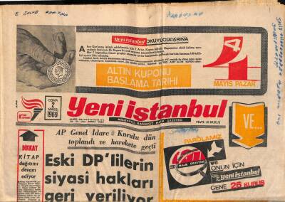 Yeni İstanbul Gazetesi 2 Mayıs 1969 - İmran Öktem Dün Vefat Etti - Avrupa Liglerinde Şampiyonlar Belli Oldu GZ120941 - 1