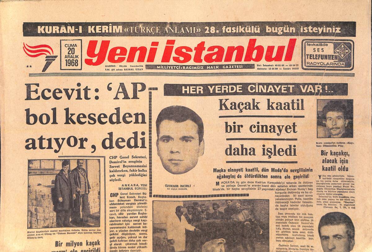 Yeni İstanbul Gazetesi 20 Aralık 1968 - İsmail Akçay Başarı Serisine Devam Ediyor - Ecevit: AP Bol Keseden Atıyor GZ156848 - 1
