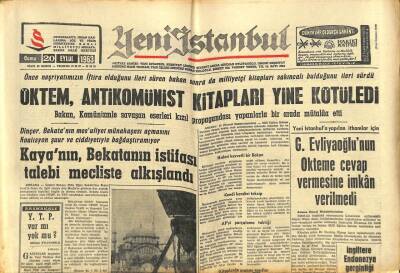 Yeni İstanbul Gazetesi 20 Eylül 1963 - Öktem , Antikomünist Kitapları Yine Kötüledi GZ102801 - 1
