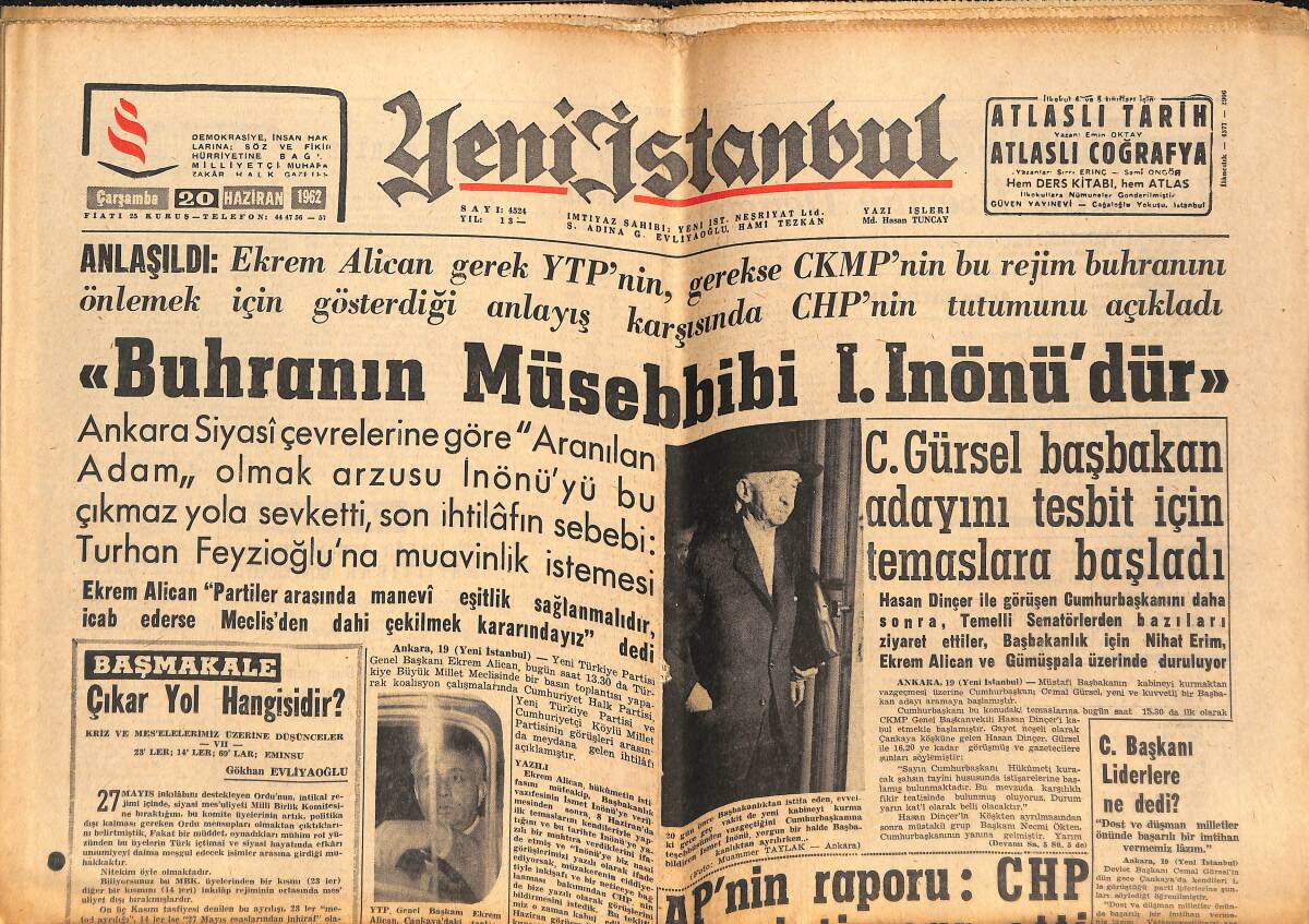 Yeni İstanbul Gazetesi 20 Haziran 1962 - Harbiyeliler İzmir'de Törenle Karşılandı - Yurttaki Bütün Takımlar Seferber Edilecek GZ151135 - 1