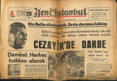 Yeni İstanbul Gazetesi 20 Haziran 1965 - Bin Bella Düşürüldü , Ordu Duruma Hakim . Cezayirde Darbe GZ86228 - 1