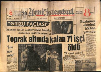 Yeni İstanbul Gazetesi 20 Mart 1965-Suluova Linyit Ocaklarında Grizu Faciası,Toprak Altında Kalan 71 İşçi Öldü GZ102929 - 1