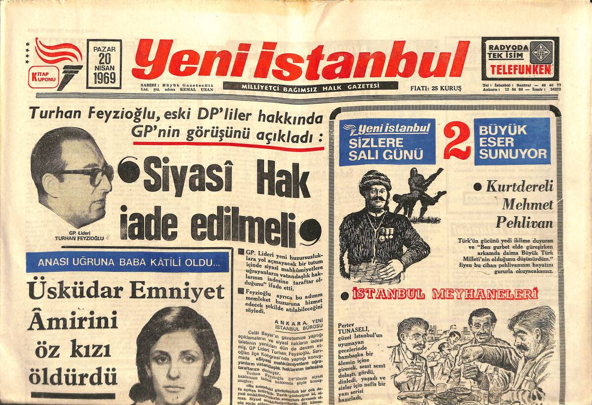 Yeni İstanbul Gazetesi 20 Nisan 1969 - Dubçek'in Bir Görevine Daha Nihayet Verildi - Boykot Olayları Durduruldu GZ149485 - 1