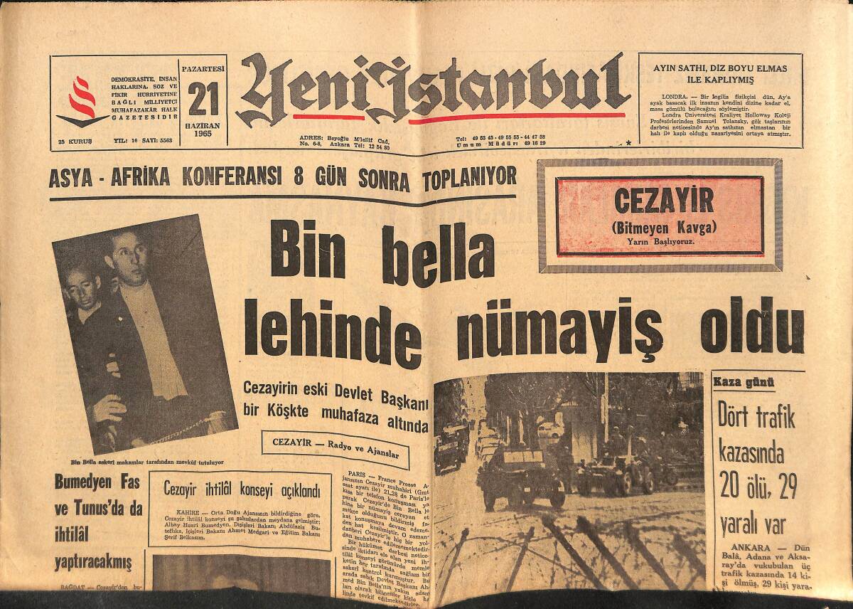 Yeni İstanbul Gazetesi 21 Haziran 1965 - T. Asal, CHP'NİN Ömrü Bitti İktidara Gelemeyecek Dedi! - Fenerbahçe Finali Galatasaray'la Oynuyor GZ140520 - 1