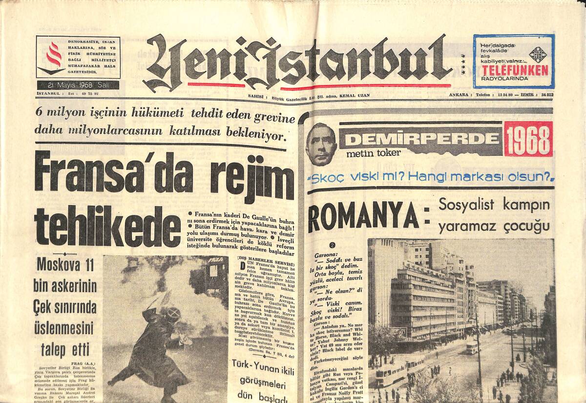Yeni İstanbul Gazetesi 21 Mayıs 1968 - Fenerbahçe Taraftarları Büyük Cumartesini Bekliyor - Şampiyonluk Töreni Hazırlandı GZ151131 - 1