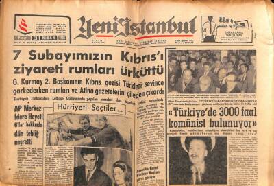 Yeni İstanbul Gazetesi 21 Nisan 1963 -7 Subayımızın Kıbrısı Ziyareti Rumları Ürküttü GZ57035 - 1