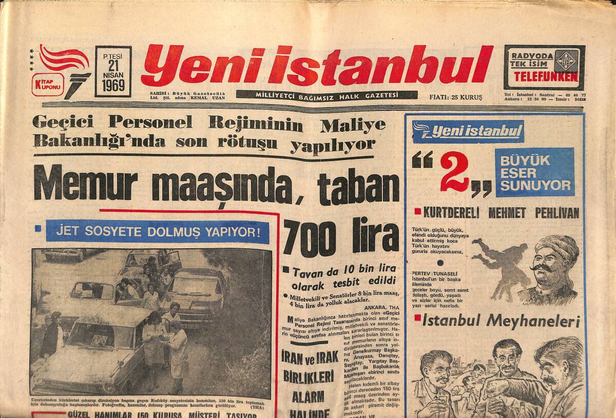 Yeni İstanbul Gazetesi 21 Nisan 1969 - Prag'da Öğrenciler Açlık Grevine Başladı - İran Ve Irak Birlikleri Alârm Halinde GZ149481 - 1