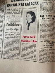 Yeni İstanbul Gazetesi 22 Ekim 1966 - Demirel Hükümetinin Son Kararları - Fatma Girik Mahkum Oldu GZ151175 - 2