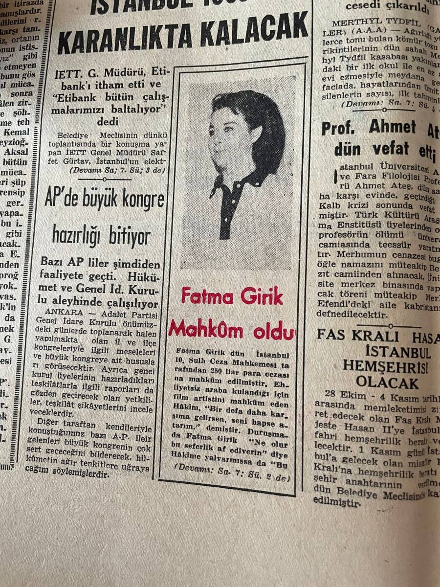 Yeni İstanbul Gazetesi 22 Ekim 1966 - Demirel Hükümetinin Son Kararları - Fatma Girik Mahkum Oldu GZ151175 - 2