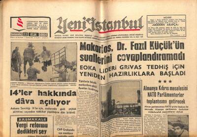 Yeni İstanbul Gazetesi 22 Ocak 1964 - 14ler Hakkında Dava Açılıyor GZ57230 - 1