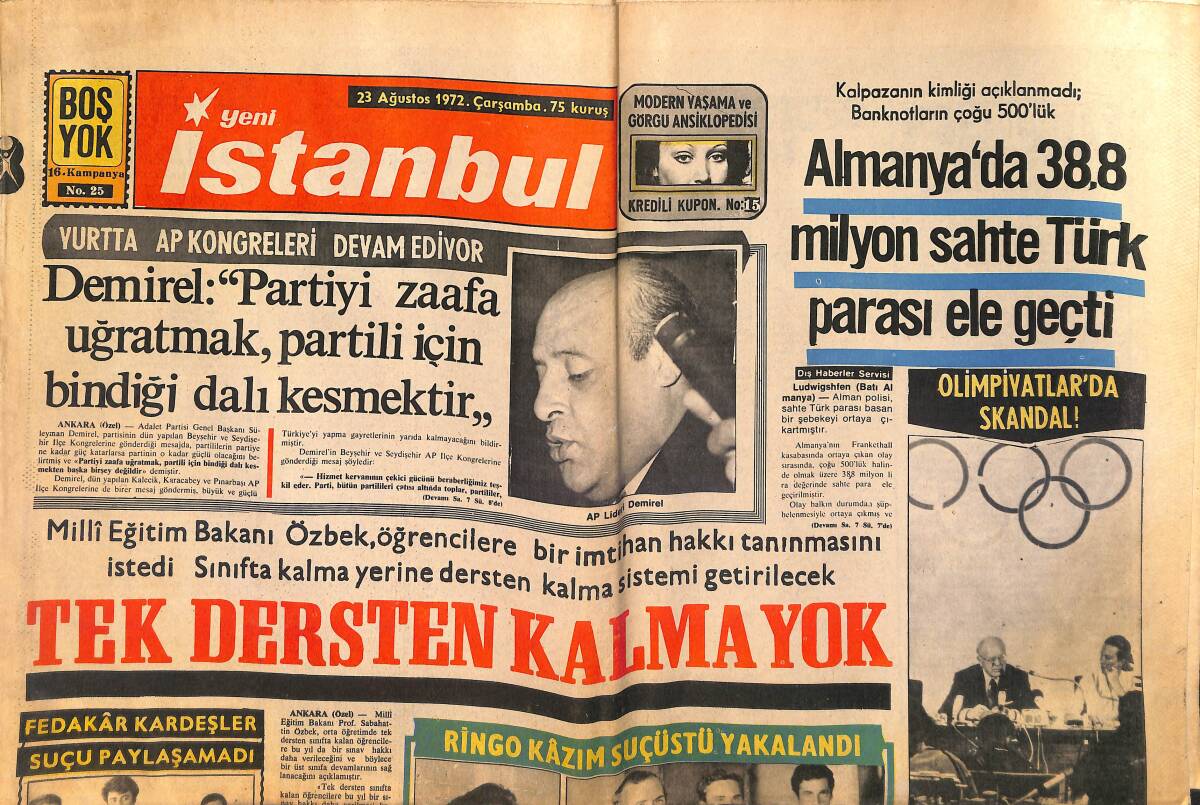 Yeni İstanbul Gazetesi 23 Ağustos 1972 - Gülsüm Kamu'nun Ne Yapacağı Merak Ediliyor - Yazar Orhan Seyfi Orhon Vefat Etti GZ161255 - 1