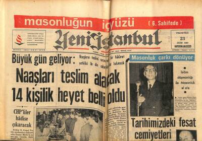 Yeni İstanbul Gazetesi 23 Ekim 1967 - Masonluğun İçyüzü GZ76725 - 1