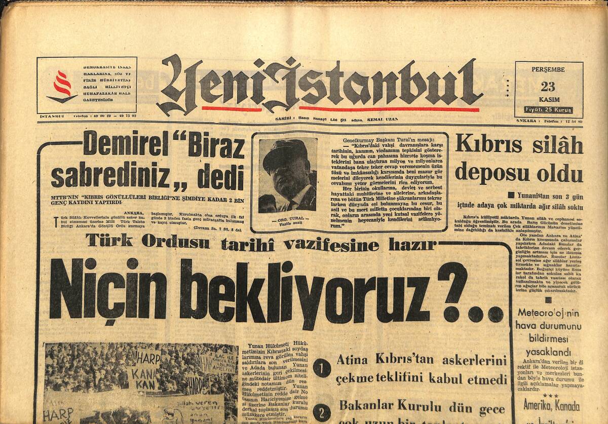 Yeni İstanbul Gazetesi 23 Kasım 1967 - Farah Diba: Bir Fransız Kızından Aldığım Mektup - Göztepe, A. Madrid'i 3-0 Yenerek Eledi GZ152826 - 1