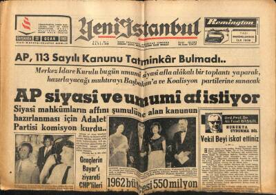 Yeni İstanbul Gazetesi 23 Ocak 1963 - AP Siyasi Ve Umumi Af İstiyor GZ70450 - 2
