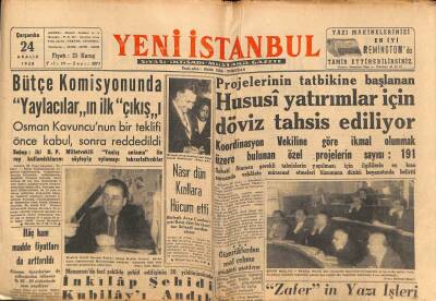 Yeni İstanbul Gazetesi 24 Aralık 1958 - Nasır Dün Kızıllara Hücum Etti GZ83108 - 1