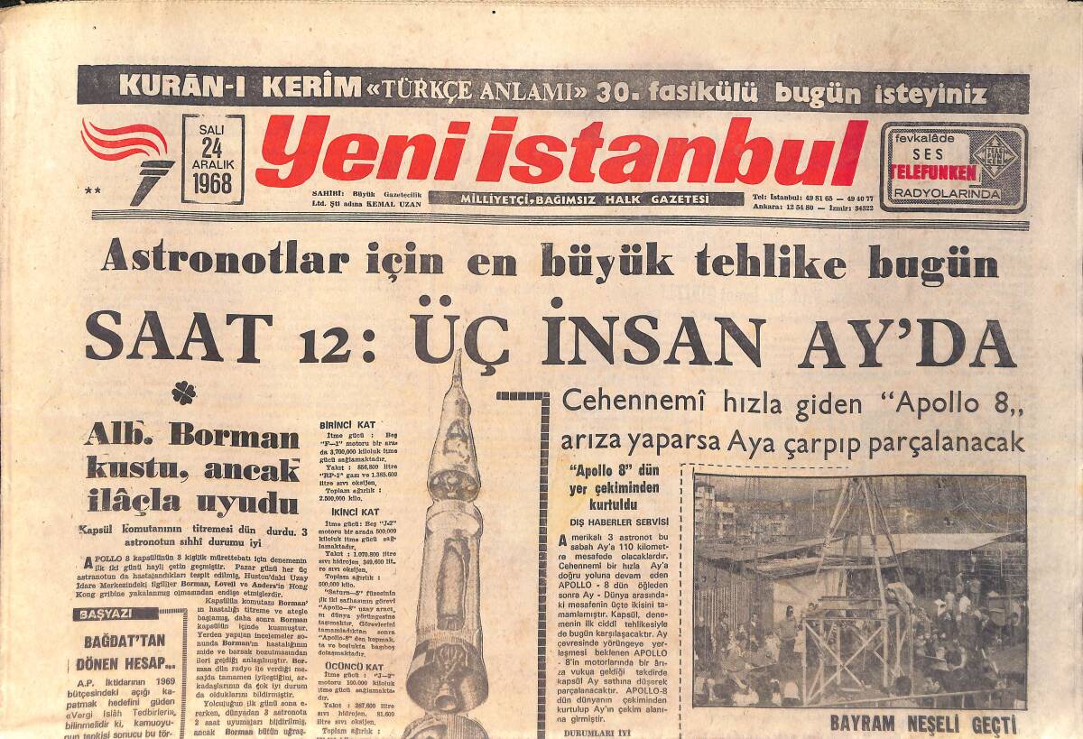 Yeni İstanbul Gazetesi 24 Aralık 1968 - Sema Özcan, Amerika'dan Teklif Aldı 