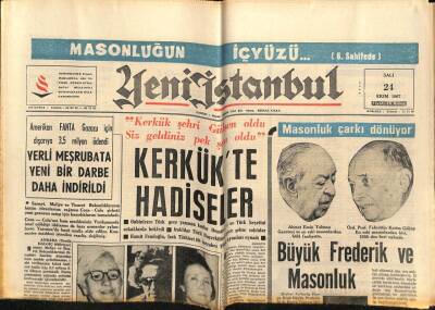 Yeni İstanbul Gazetesi 24 Ekim 1967 - Kerkükte Hadiseler GZ76726 - 1