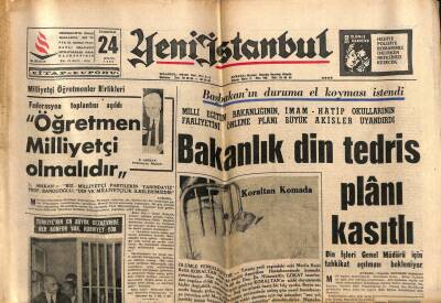 Yeni İstanbul Gazetesi 24 Eylül 1966 -Bakanlık Din Tedris Planı Kasıtlı GZ57264 - 1