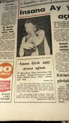 Yeni İstanbul Gazetesi 24 Mayıs 1969 - Fatma Girik Ödül Alınca Ağladı - İnsana Ay Yolu Açıldı GZ120900 - 2