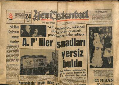 Yeni İstanbul Gazetesi 24 Nisan 1965 - Mac Millan Turist Olarak Geldi, Anthony Quinn Çift Taraflı Aile Hayatı Yaşıyor, Burton Ve Liz Çifti GZ109235 - 1