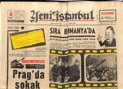 Yeni İstanbul Gazetesi 25 Ağustos 1968 - Rus Tankları Öğrenci Yurtlarına Ateş Açıyor GZ84713 - 1
