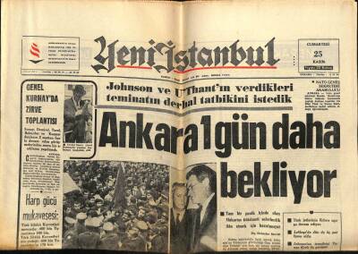 Yeni İstanbul Gazetesi 25 Kasım 1967 -Cevdet Sunayın Başkanlığında Genel Kurmay da Zirve Toplantısı GZ57011 - 1
