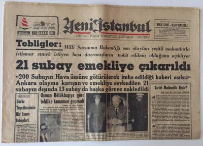 Yeni İstanbul Gazetesi 25 Mart 1962 - Darbe Teşebbüsünde Bulunan 21 Subay Emekliye Ayrıldı GZ11814 - 1