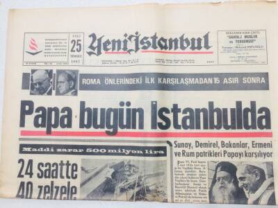 Yeni İstanbul Gazetesi 25 Temmuz 1967 - Papa Bugün İstanbulda GZ53252 - 1