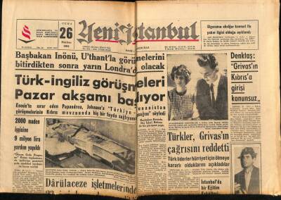 Yeni İstanbul Gazetesi 26 Haziran 1964 - Türkler , Grivasın Çağrısını Reddetti GZ76265 - 1