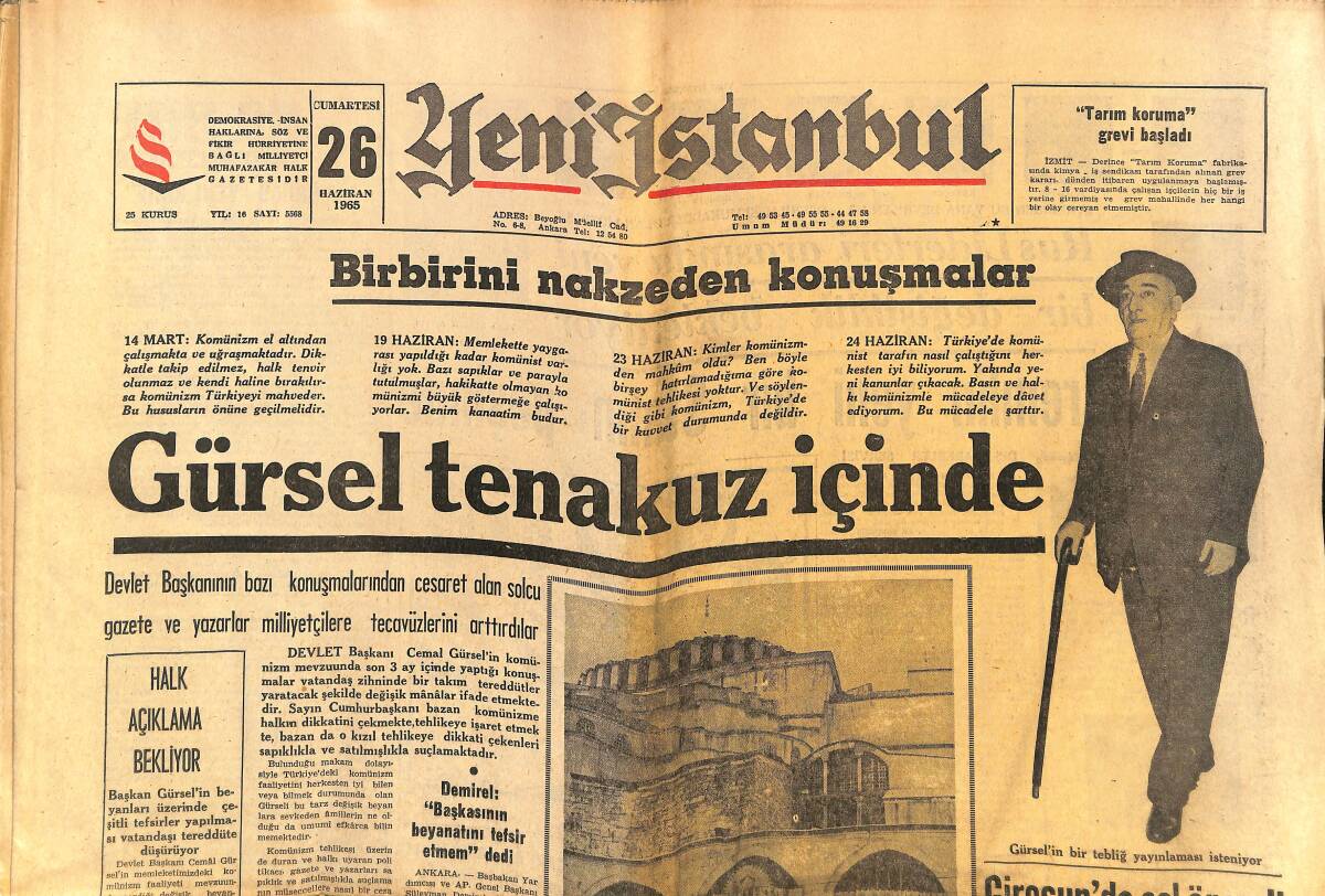 Yeni İstanbul Gazetesi 26 Haziran 1965 - Ayasofya Nasıl Müze Yapıldı - Rus Liderleri Arasında Yeni Bir Değişiklik Bekleniyor GZ140417 - 1