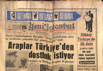 Yeni İstanbul Gazetesi 26 Mart 1965 - Ankaradaki Arap Talebeler Burgibayı Protesto Ettiler GZ102935 - 1